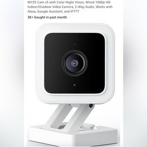 WYZE Cam v3 with color night vision, wired 1080p HD indoor/outdoor video camera